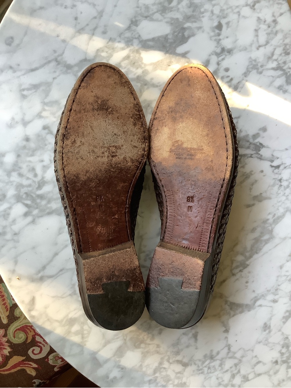 Vintage Bragano by Cole Haan Italian Woven Leather Loafers in Brown - Picture 10 of 11